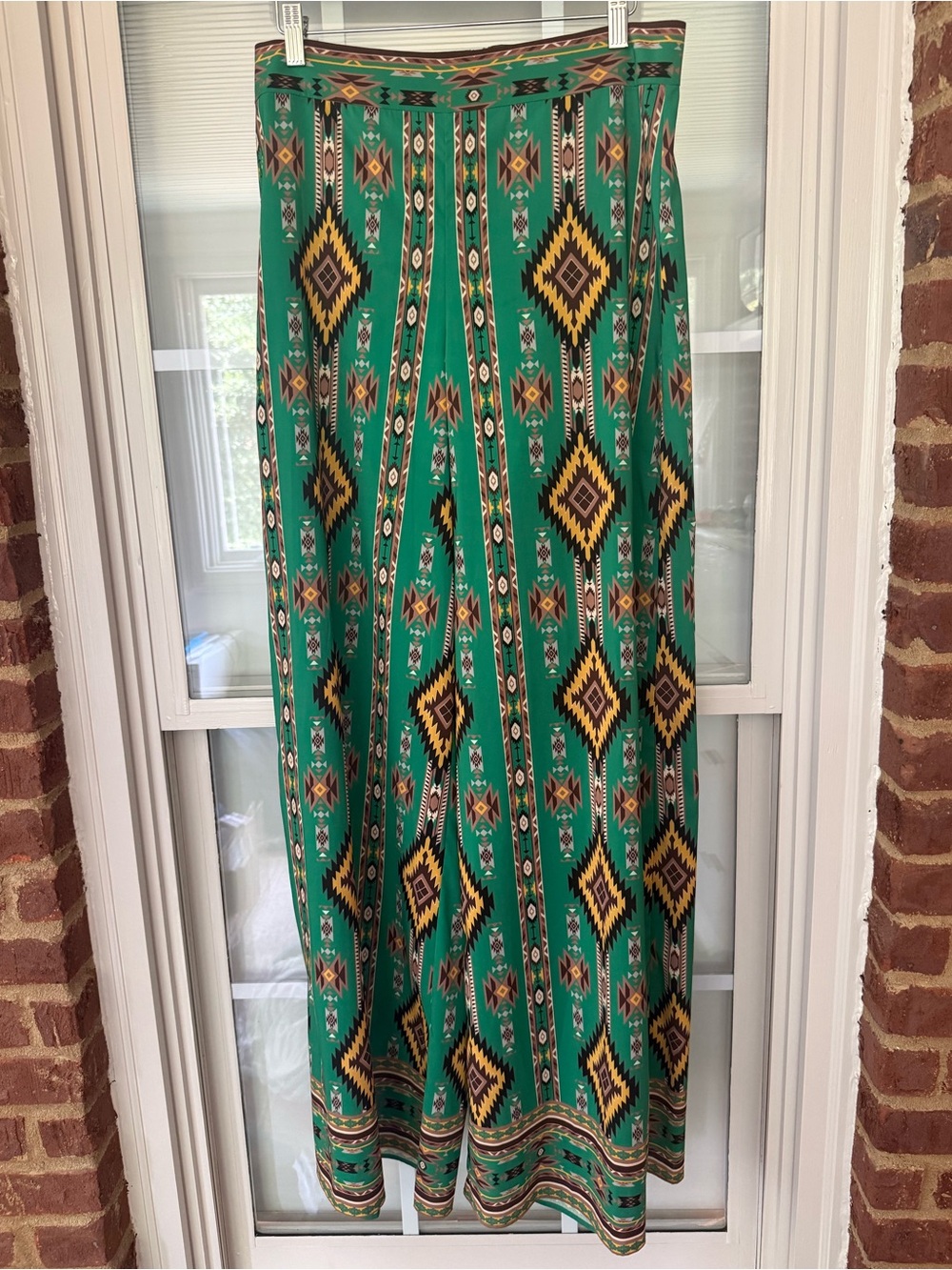 Alice + Olivia Green Aztec Print Athena Wide Leg Pant - Picture 4 of 10